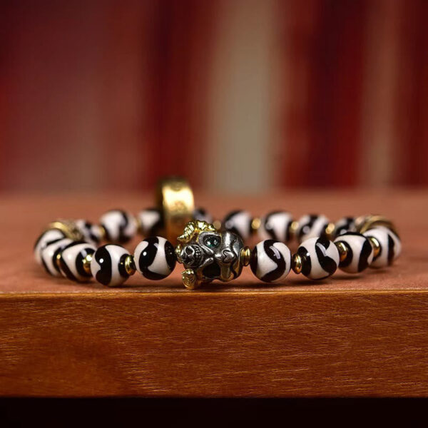 Vintage Tibetan Dzi Bead Om Mani Padme Hum Blessings Bracelet - 图片 3
