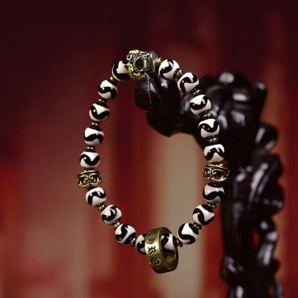 Vintage Tibetan Dzi Bead Om Mani Padme Hum Blessings Bracelet - 图片 4