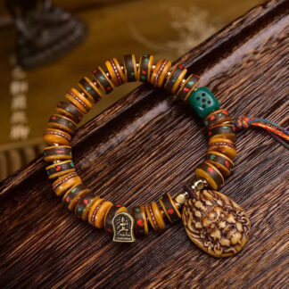 Tibetan Camel Bone Dice Tassel Protection Bracelet