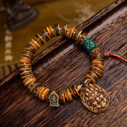 Tibetan Camel Bone Dice Tassel Protection Bracelet