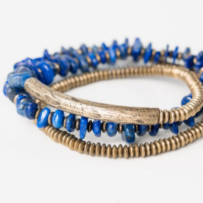 Irregular Shape Triple Wrap Lazurite Balance Bracelet - 图片 5