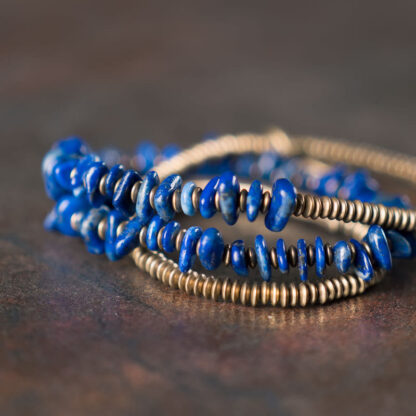 Irregular Shape Triple Wrap Lazurite Balance Bracelet - 图片 8