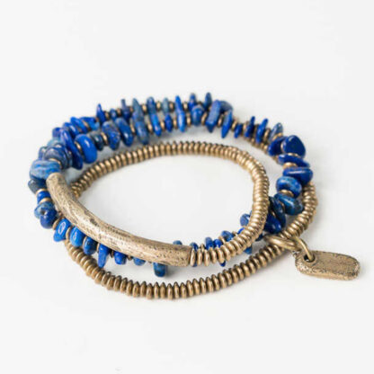 Irregular Shape Triple Wrap Lazurite Balance Bracelet - 图片 4
