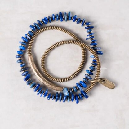 Irregular Shape Triple Wrap Lazurite Balance Bracelet - 图片 3