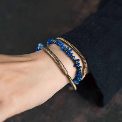 Irregular Shape Triple Wrap Lazurite Balance Bracelet - 图片 11