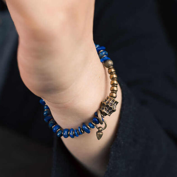 Vintage Irregular Shape Design Lazurite Positive Bracelet - 图片 8