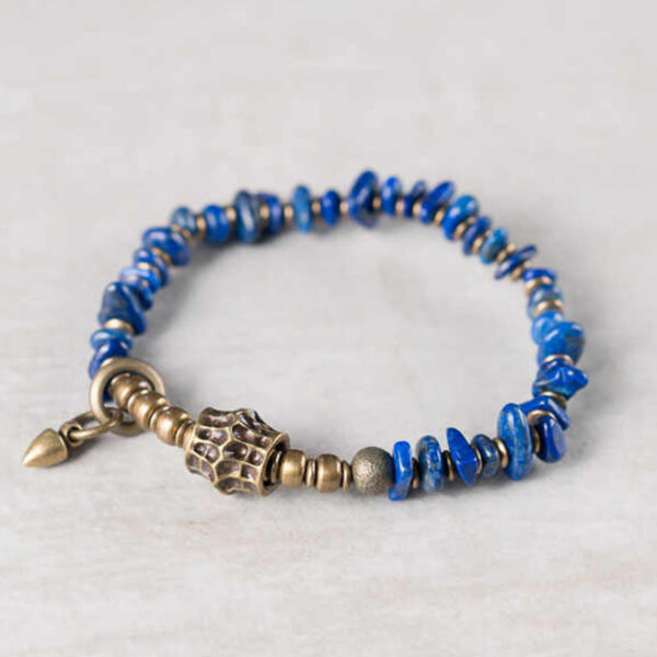 Vintage Irregular Shape Design Lazurite Positive Bracelet - 图片 3