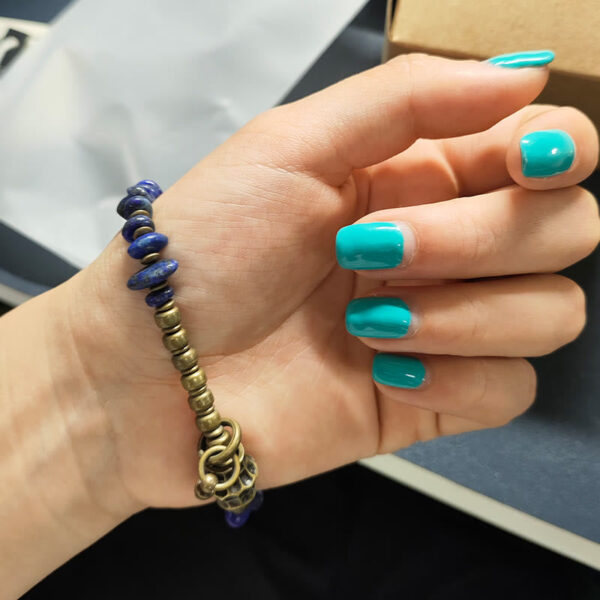Vintage Irregular Shape Design Lazurite Positive Bracelet - 图片 11