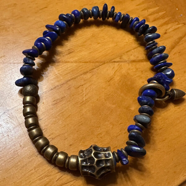 Vintage Irregular Shape Design Lazurite Positive Bracelet - 图片 5