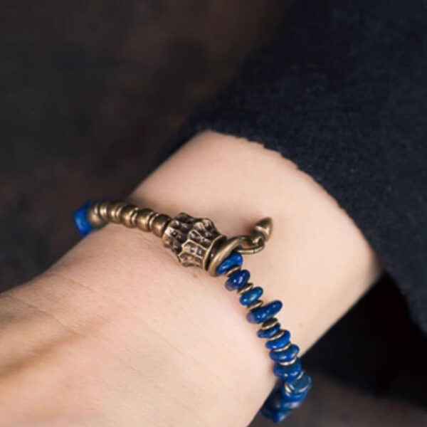 Vintage Irregular Shape Design Lazurite Positive Bracelet - 图片 12