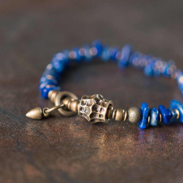 Vintage Irregular Shape Design Lazurite Positive Bracelet - 图片 6