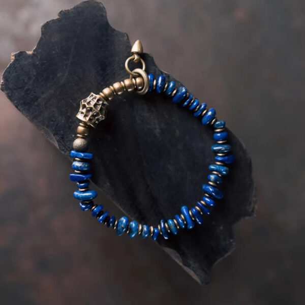 Vintage Irregular Shape Design Lazurite Positive Bracelet - 图片 2