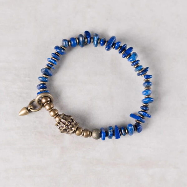 Vintage Irregular Shape Design Lazurite Positive Bracelet - 图片 4
