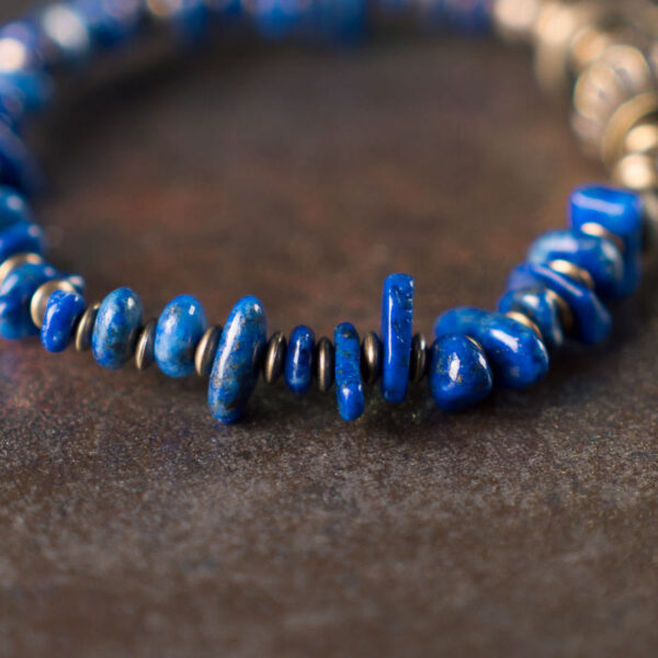 Vintage Irregular Shape Design Lazurite Positive Bracelet - 图片 7