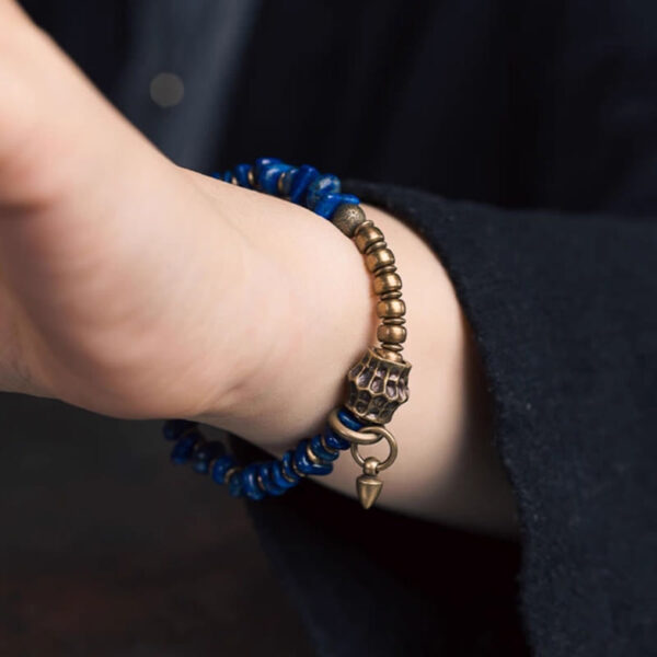 Vintage Irregular Shape Design Lazurite Positive Bracelet - 图片 10