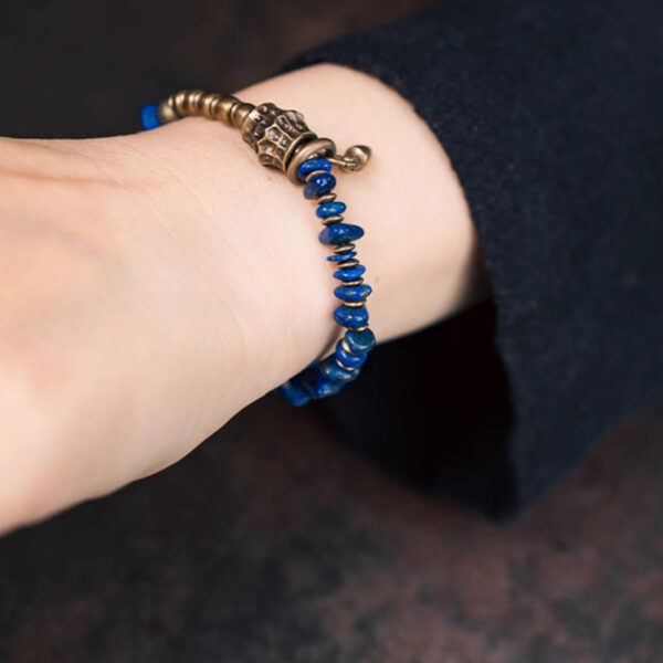 Vintage Irregular Shape Design Lazurite Positive Bracelet - 图片 9