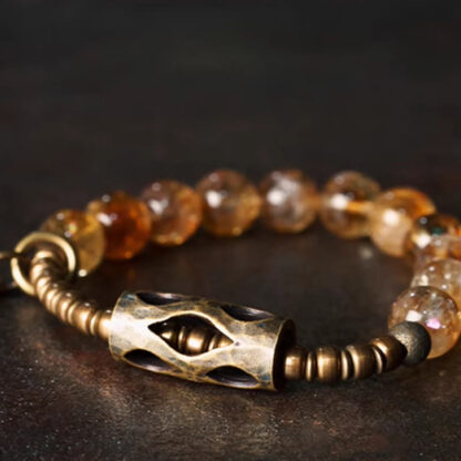Daily Retro 10mm Citrine Beads Protection Bracelet - 图片 8