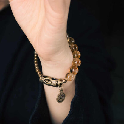 Daily Retro 10mm Citrine Beads Protection Bracelet - 图片 12
