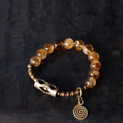 Daily Retro 10mm Citrine Beads Protection Bracelet - 图片 3