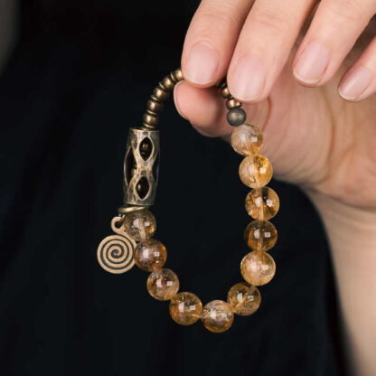 Daily Retro 10mm Citrine Beads Protection Bracelet - 图片 9