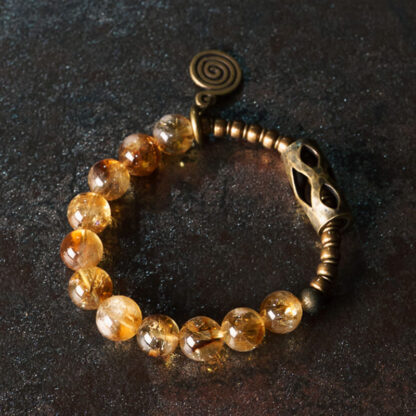 Daily Retro 10mm Citrine Beads Protection Bracelet - 图片 2