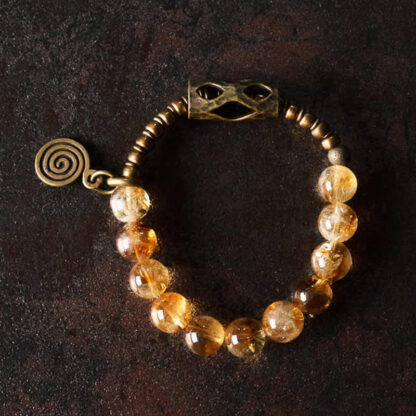Daily Retro 10mm Citrine Beads Protection Bracelet - 图片 4