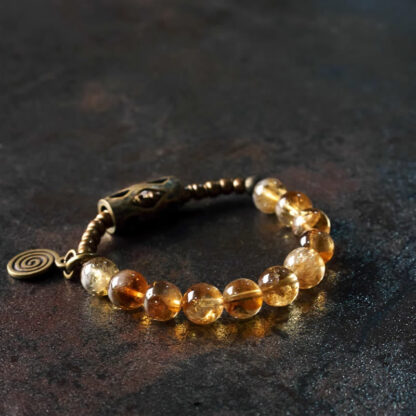 Daily Retro 10mm Citrine Beads Protection Bracelet - 图片 5
