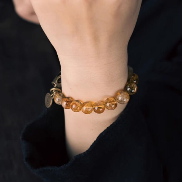 Daily Retro 10mm Citrine Beads Protection Bracelet - 图片 13