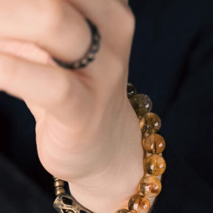 Daily Retro 10mm Citrine Beads Protection Bracelet - 图片 15
