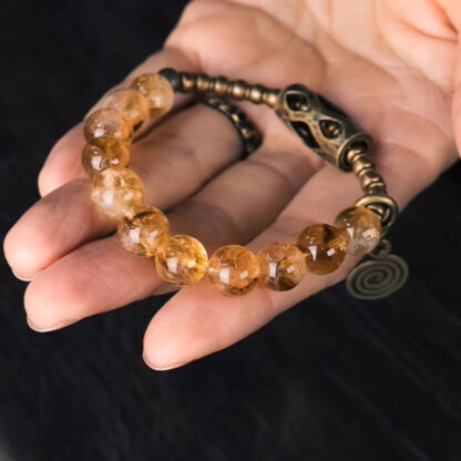 Daily Retro 10mm Citrine Beads Protection Bracelet - 图片 10
