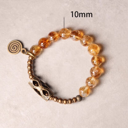 Daily Retro 10mm Citrine Beads Protection Bracelet - 图片 6