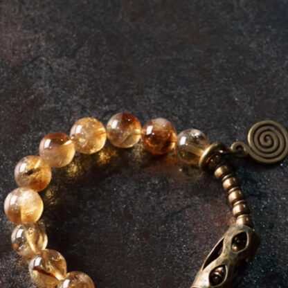 Daily Retro 10mm Citrine Beads Protection Bracelet - 图片 7