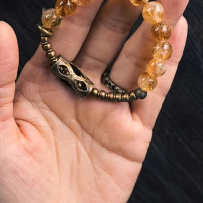 Daily Retro 10mm Citrine Beads Protection Bracelet - 图片 11