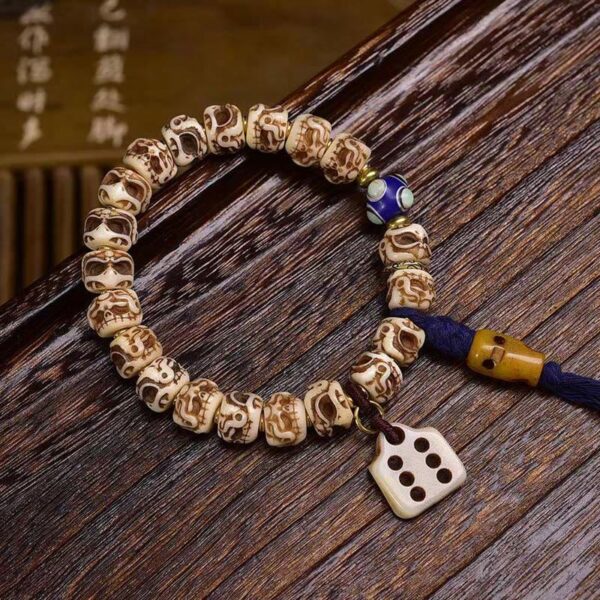 Tibetan Camel Bone Garuda Carved Protection Tassel Bracelet - 图片 6