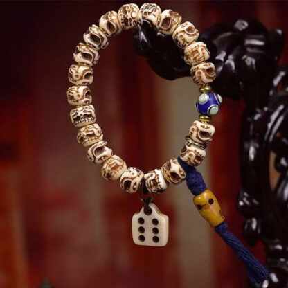 Tibetan Camel Bone Garuda Carved Protection Tassel Bracelet - 图片 8
