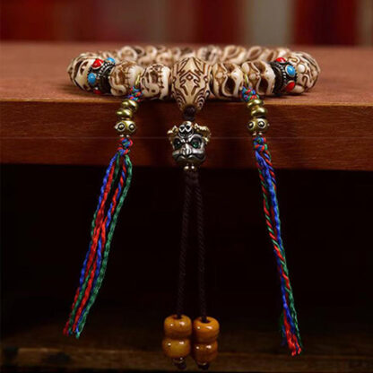 Tibetan Camel Bone Garuda Carved Protection Tassel Bracelet - 图片 5