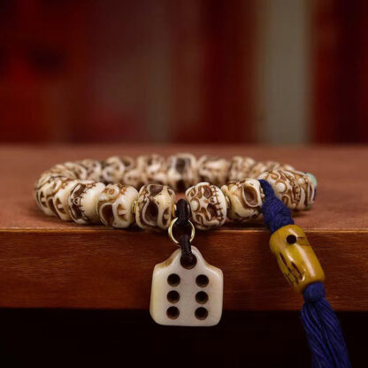 Tibetan Camel Bone Garuda Carved Protection Tassel Bracelet - 图片 9