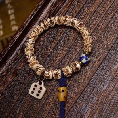 Tibetan Camel Bone Garuda Carved Protection Tassel Bracelet - 图片 7