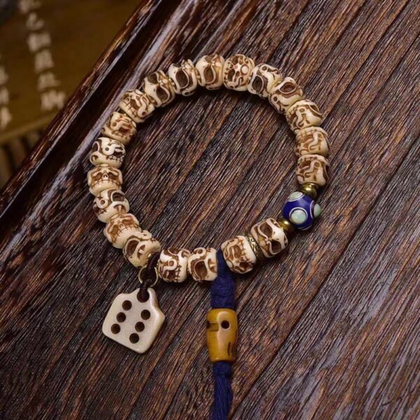 Tibetan Camel Bone Garuda Carved Protection Tassel Bracelet - 图片 7