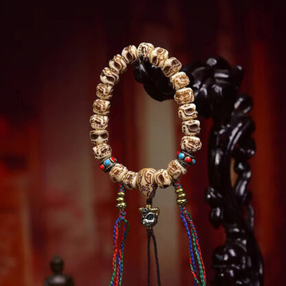 Tibetan Camel Bone Garuda Carved Protection Tassel Bracelet - 图片 4