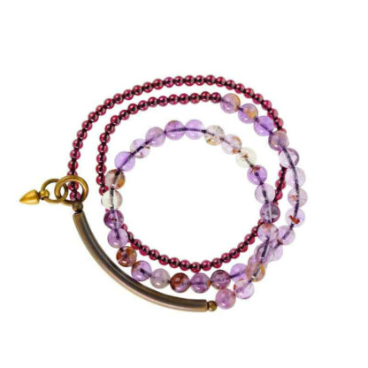 Retro 6mm Amethyst 4mm Garnet Multilayer Balance Bracelet - 图片 15
