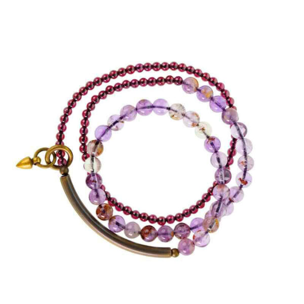 Retro 6mm Amethyst 4mm Garnet Multilayer Balance Bracelet - 图片 15