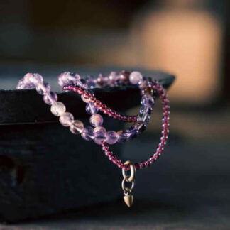 Retro 6mm Amethyst 4mm Garnet Multilayer Balance Bracelet