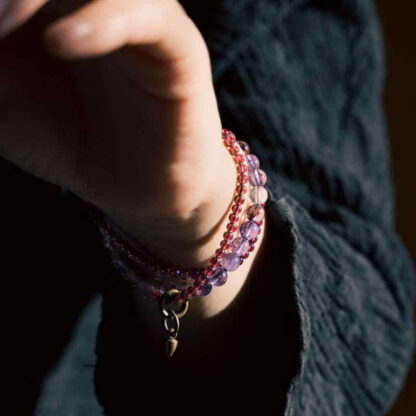 Retro 6mm Amethyst 4mm Garnet Multilayer Balance Bracelet - 图片 10