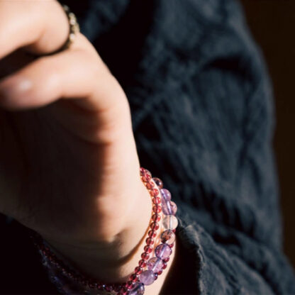 Retro 6mm Amethyst 4mm Garnet Multilayer Balance Bracelet - 图片 13