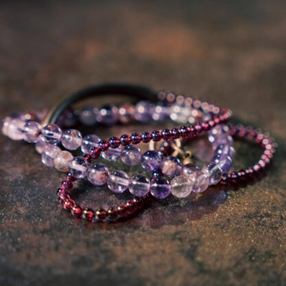 Retro 6mm Amethyst 4mm Garnet Multilayer Balance Bracelet - 图片 4