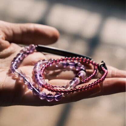 Retro 6mm Amethyst 4mm Garnet Multilayer Balance Bracelet - 图片 5