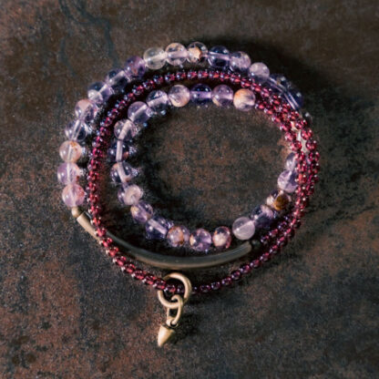 Retro 6mm Amethyst 4mm Garnet Multilayer Balance Bracelet - 图片 3