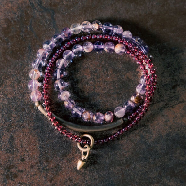 Retro 6mm Amethyst 4mm Garnet Multilayer Balance Bracelet - 图片 3