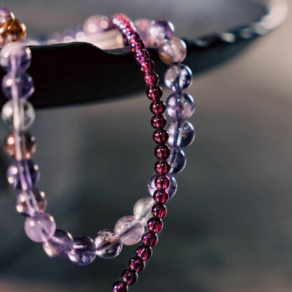Retro 6mm Amethyst 4mm Garnet Multilayer Balance Bracelet - 图片 9